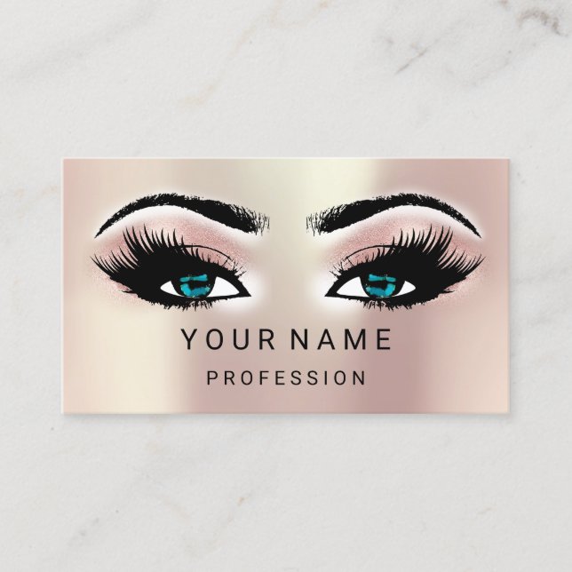 Tarjeta De Visita Rosa humeante maquillaje Azul mínimo Natural (Anverso)