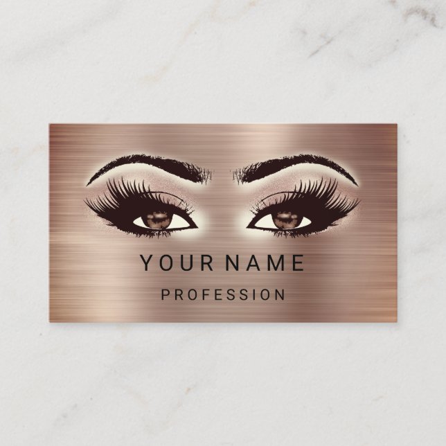 Tarjeta De Visita Rosa humeante maquillaje ojos marrones mínimos (Anverso)