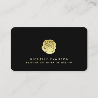 Tarjeta De Visita Rosa Logo Relieve metalizado dorado falso elegante