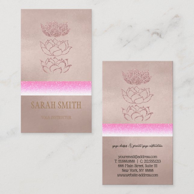 Tarjeta De Visita Rosa loto dorado moderno (Anverso / Reverso)