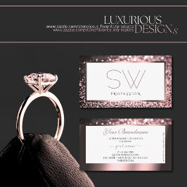 Tarjeta De Visita Rosa lujoso Purpurina de espuma blanca rosada Mono