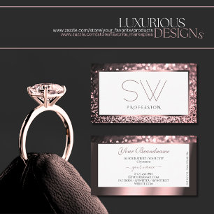 Tarjeta De Visita Rosa lujoso Purpurina de espuma blanca rosada Mono