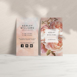 Tarjeta De Visita ROSA LUMINOSO y Peony Elegent Floral Vertical