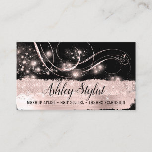 Tarjeta De Visita Rosa Lux de extensión de salon de pelo de maquilla