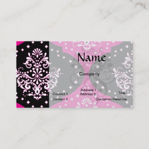 Tarjeta De Visita rosa magenta negro blanco henna damasco