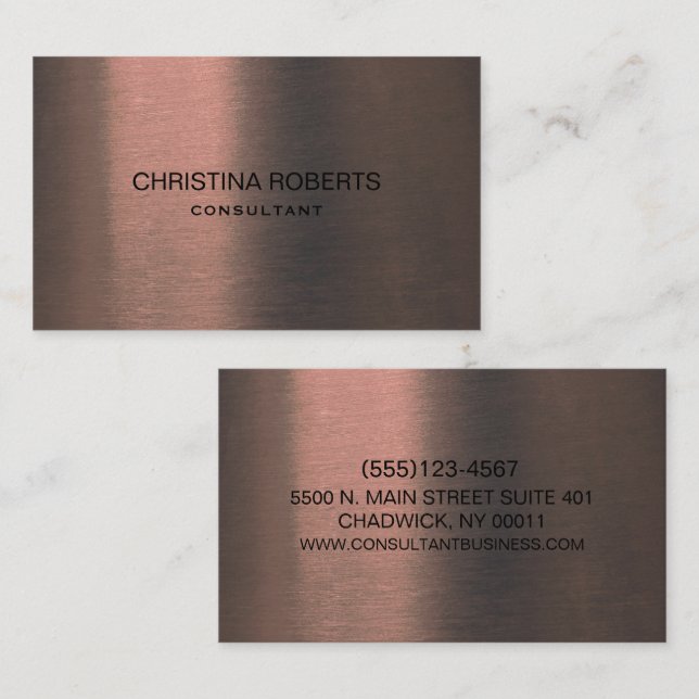 Tarjeta De Visita Rosa metálico cepillado profesional Gold Modern (Anverso / Reverso)
