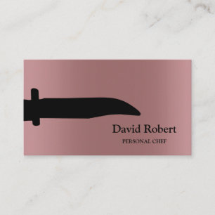 Tarjeta De Visita Rosa metálico Chef Gold Knife Moderno