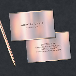 Tarjeta De Visita Rosa metálico Gold Shimmer Minimalista moderno