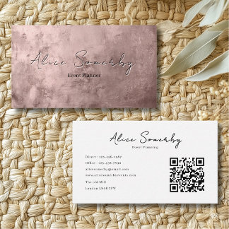 Tarjeta De Visita Rosa metálico modernista minimalista