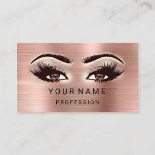 Tarjeta De Visita Rosa Metallica maquillado Marrón mínimo Eyelash