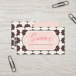 Tarjeta De Visita Rosa mínimo con patrón y código QR