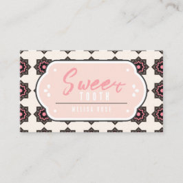 Tarjeta De Visita Rosa mínimo con patrón y código QR