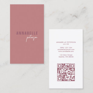 Tarjeta De Visita Rosa mínimo moderno profesional de código QR Dusty