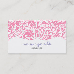 Tarjeta De Visita Rosa moderno del damasco personalizado