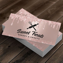 Tarjeta De Visita Rosa moderno Oro Dris Pastelería Chef Pastelería P