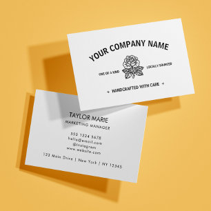 Tarjeta De Visita Rosa moderno   Personalizable blanco y negro