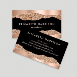 Tarjeta De Visita Rosa moderno Purpurina de oro negro