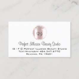 Tarjeta De Visita Rosa monograma de Beauty Studio Services perfecto