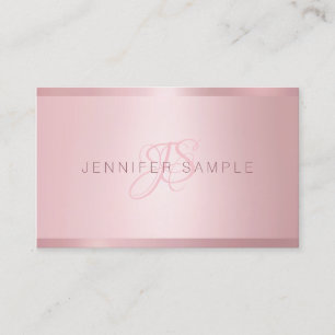 Tarjeta De Visita Rosa Monograma Dorado Moderno Plantilla Simple