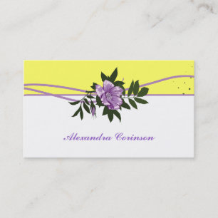 Tarjeta De Visita Rosa morado salvaje amarillo floral