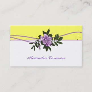 Tarjeta De Visita Rosa morado salvaje amarillo floral