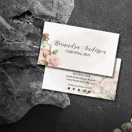 Tarjeta De Visita Rosa natural aceites esenciales acuarela Floral