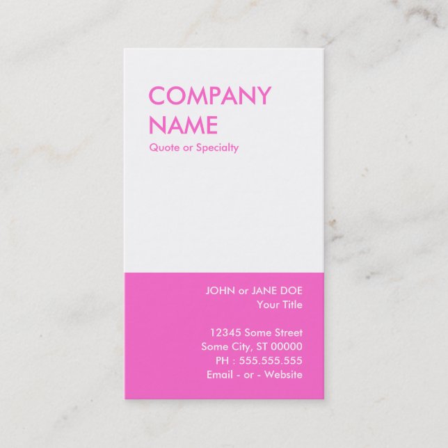 Tarjeta De Visita rosa negrita (Anverso)