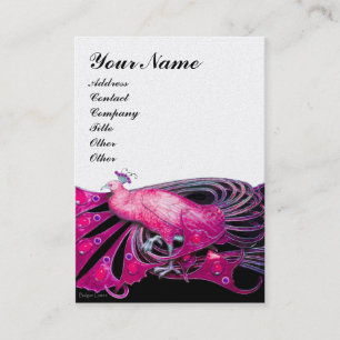 Tarjeta De Visita rosa negro blanco PAVO REAL, perla papel