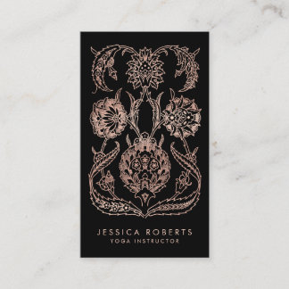 Tarjeta De Visita Rosa negro de oro look Art Nouveau Floral Fashion