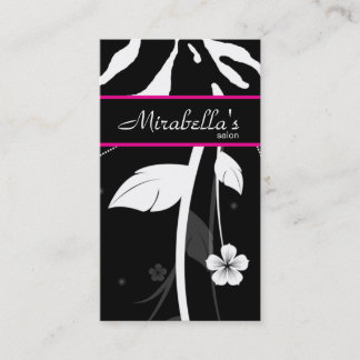 Tarjeta De Visita Rosa negro floral de visita de la cebra animal de