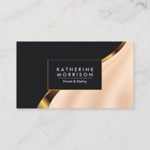 Tarjeta De Visita Rosa negro oro y Relieve metalizado