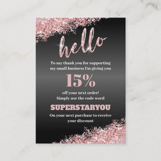 Tarjeta De Visita Rosa negro profesional Oro Gracias Insertar Tarjet (Anverso)