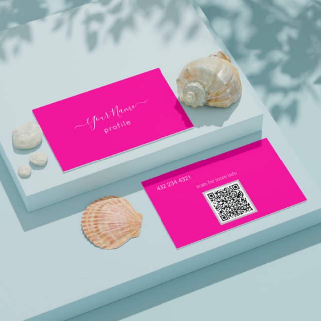 Tarjeta De Visita rosa neón elegante  (Subido por el creador)