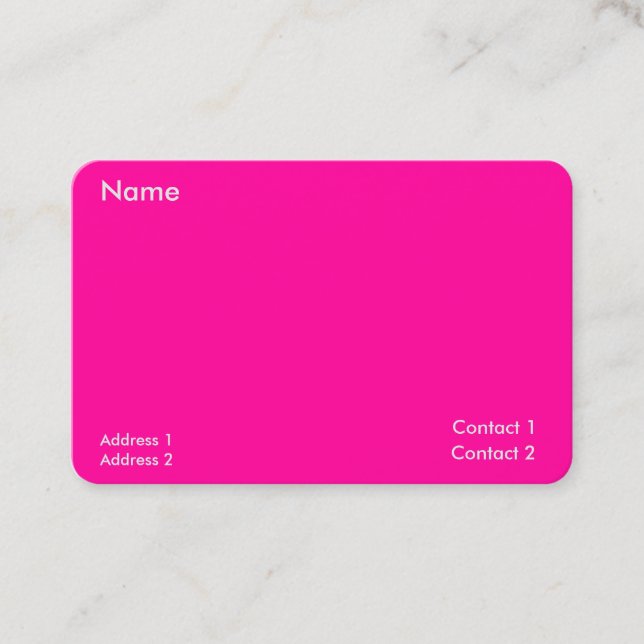 Tarjeta De Visita rosa neón-minimalista (Anverso)