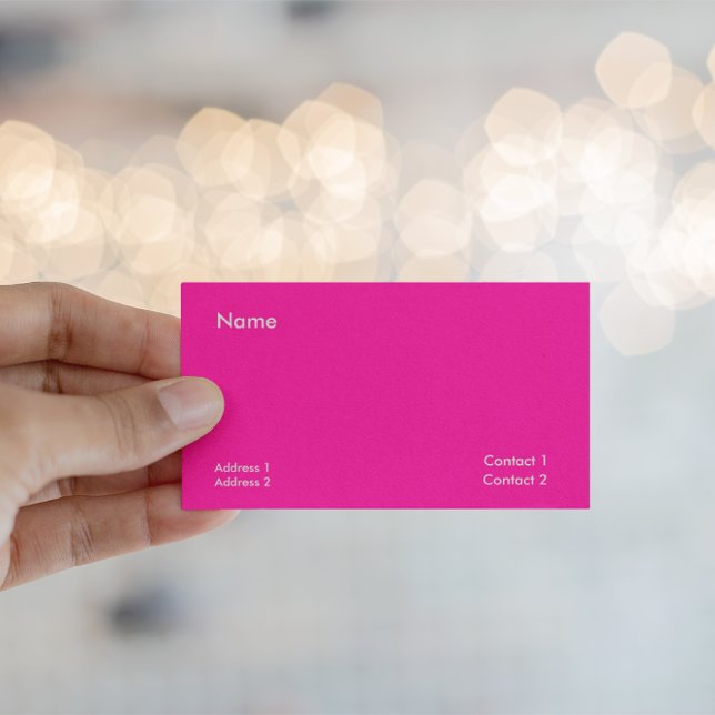 Tarjeta De Visita rosa neón-minimalista (Subido por el creador)