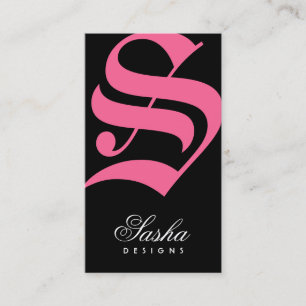 Tarjeta De Visita rosa Noir del n del monograma inglés 311-Old
