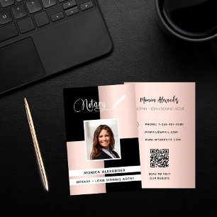 Tarjeta De Visita Rosa notarial negro foto agente de firma de présta