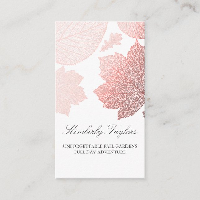 Tarjeta De Visita Rosa Oro Caída Sale Elegante Jardín Moderno (Anverso)