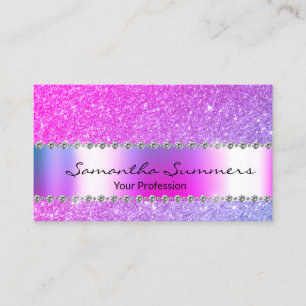 Tarjeta De Visita Rosa Oro Diamante Metal Elegante Brillante Persona