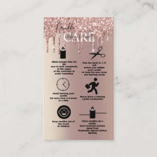 Tarjeta De Visita Rosa Oro Drin Purpurina Candle Care