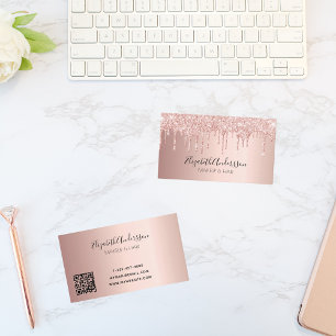 Tarjeta De Visita Rosa oro gotea código QR