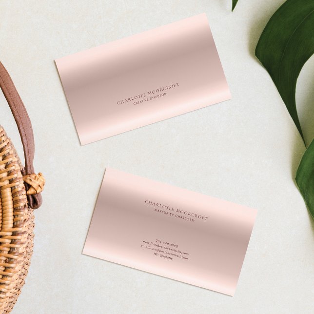 Tarjeta De Visita Rosa Oro Moderno Belleza y Maquillaje (Rose Gold Minimalist Elegant Business Card)