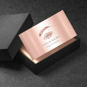 Tarjeta De Visita Rosa Oro Profesional De Los Lazos Brows Makeup Ojo