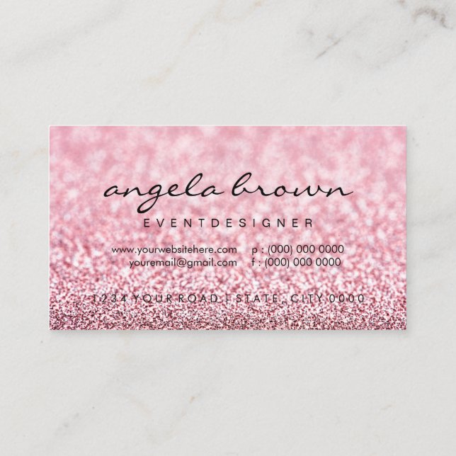 Tarjeta De Visita Rosa oro rosa brillo moderno (Reverso)