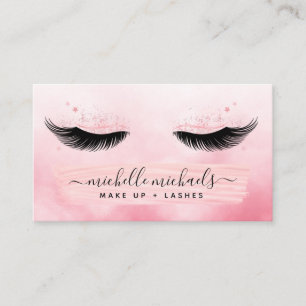 Tarjeta De Visita Rosa Oro Rubor Salon Lashes Make Up