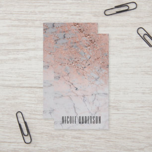 Tarjeta De Visita Rosa Oro Tendencia Mármol Moderno Chic Glam