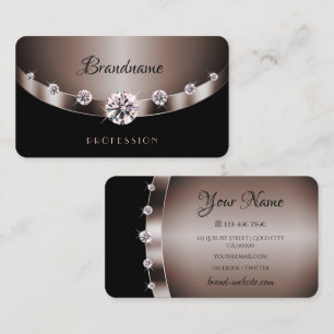 Tarjeta De Visita Rosa oscuro moderno  Golden Luminous Faux Diamante