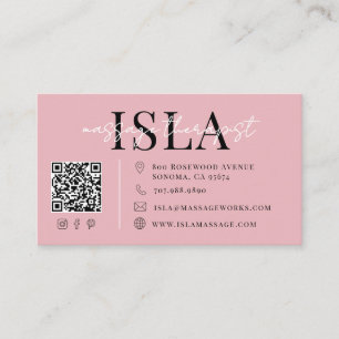 Tarjeta de visita rosa para terapeuta de masaje