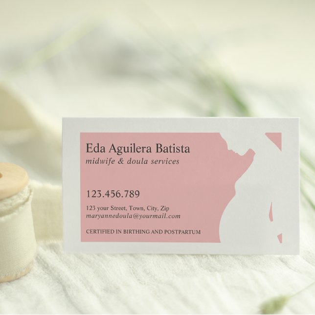 Tarjeta De Visita Rosa | Partera Doula Embarazada SILHOUETTE (Subido por el creador)
