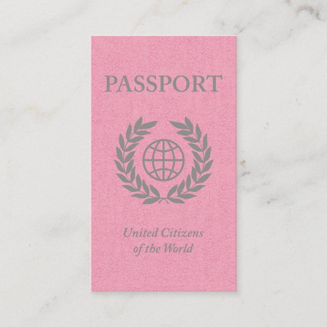 Tarjeta De Visita rosa pasaporte con enlaces a medios sociales (Anverso)